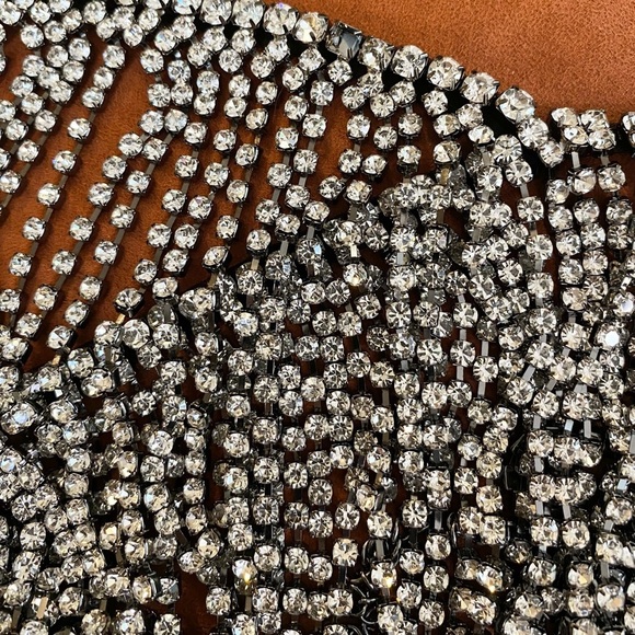 H:ours Ilona Rhinestone Top Black and Clear Size M/L - Picture 6 of 7